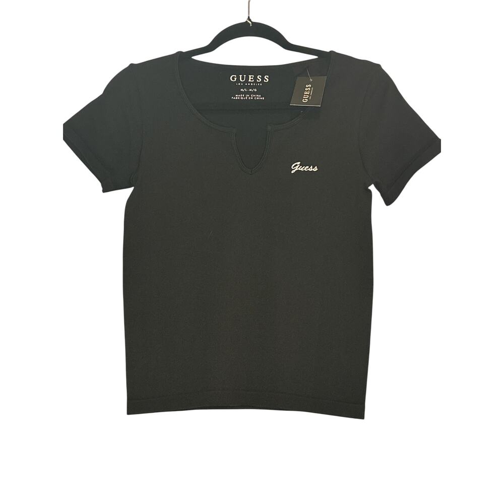 Guess Black Short Sleeve Logo Top – NWT – Size M/L